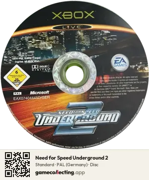 Need for Speed Underground 2 Xbox, PAL disc