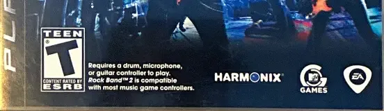 Rock Band 2, the ESRB box on its front