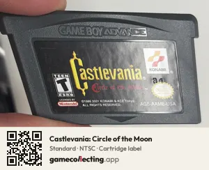 Castlevania: Circle of the Moon Game Boy Advance, NTSC cartridge label