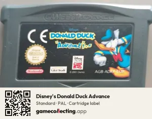 Disney's Donald Duck Advance Game Boy Advance, PAL cartridge label