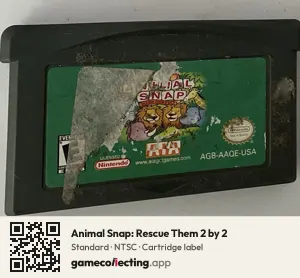 Animal Snap: Rescue Them 2 by 2 Game Boy Advance, NTSC cartridge label