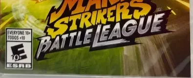 Mario Strikers: Battle League, the ESRB box on its front