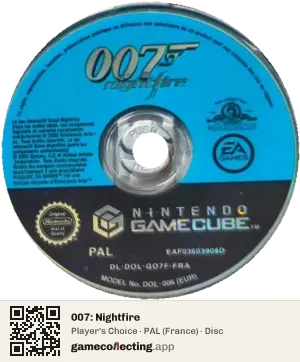 007: Nightfire Nintendo GameCube, PAL disc
