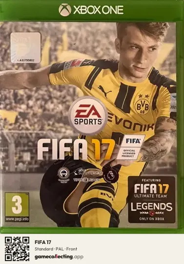 FIFA 17 Xbox One, PAL box front