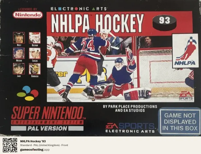 NHLPA Hockey '93 Super Nintendo Entertainment System, United Kingdom box front