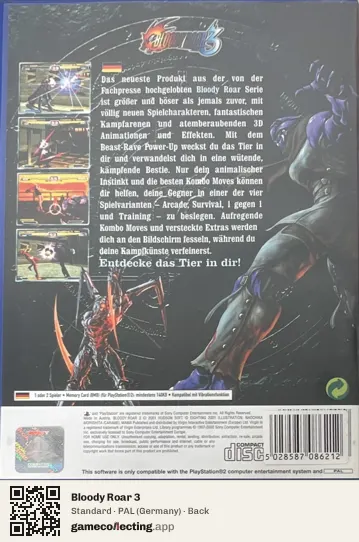 Bloody Roar 3 PlayStation 2, Germany box back