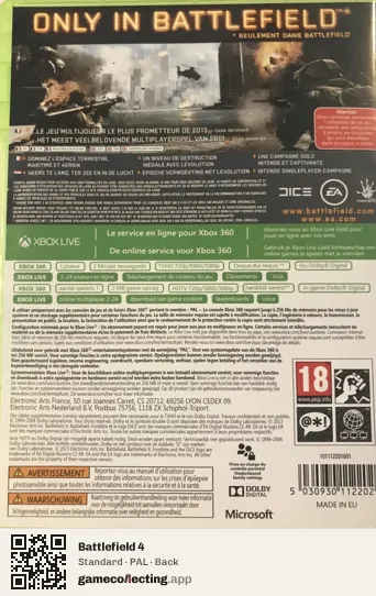 Battlefield 4 Xbox 360, PAL box back