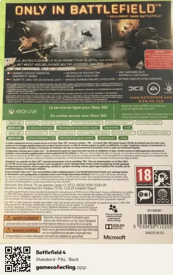 Battlefield 4 Xbox 360, PAL box back