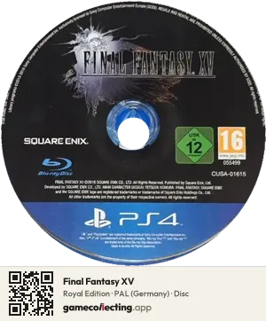 Final Fantasy XV PlayStation 4, PAL disc