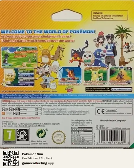 Pokémon Sun Nintendo 3DS, PAL box back