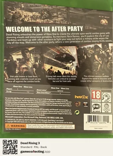 Dead Rising 3 Xbox One, PAL box back