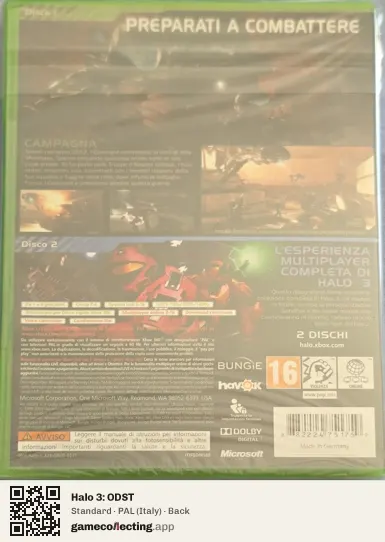 Halo 3: ODST Xbox 360, Italy box back