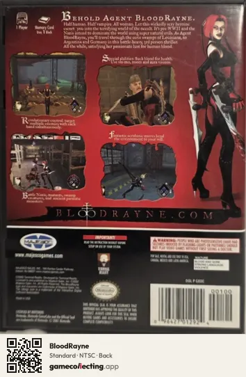 BloodRayne Nintendo GameCube, NTSC box back
