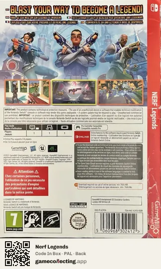 Nerf Legends Nintendo Switch, PAL box back