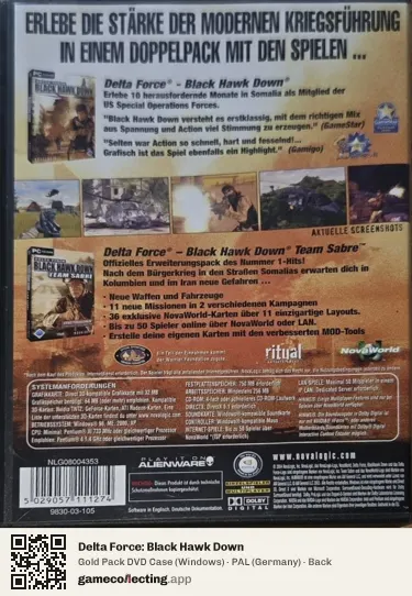 Delta Force: Black Hawk Down Computer, Germany box back