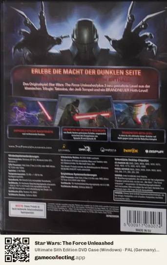 Star Wars: The Force Unleashed Computer, Germany box back