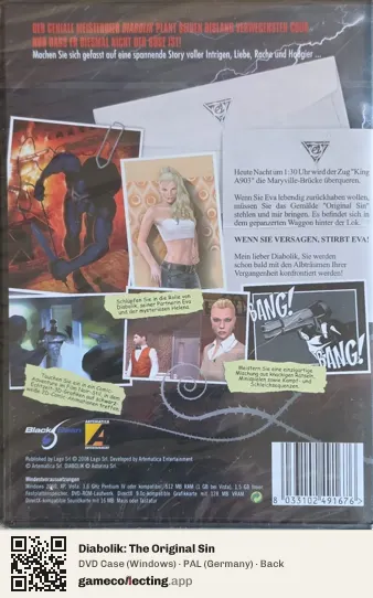 Diabolik: The Original Sin Computer, Germany box back