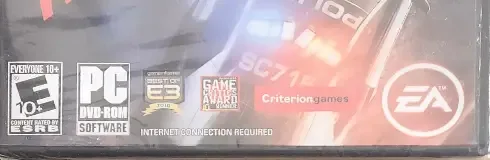 Need for Speed: Hot Pursuit, the ESRB box on its front