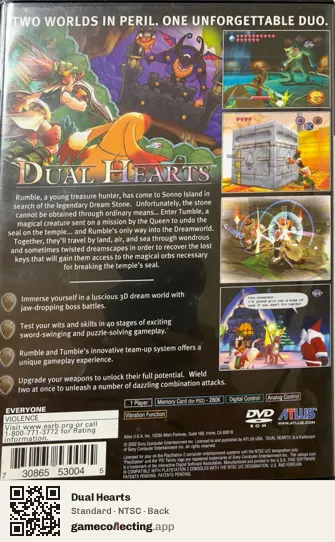 Dual Hearts PlayStation 2, NTSC box back