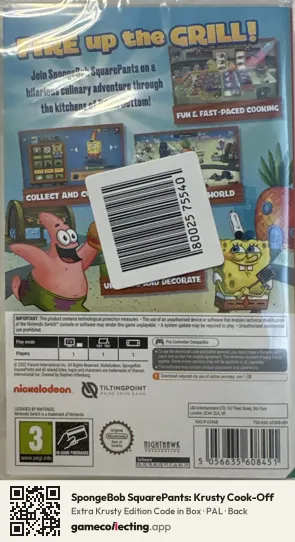 SpongeBob SquarePants: Krusty Cook-Off Nintendo Switch, PAL box back