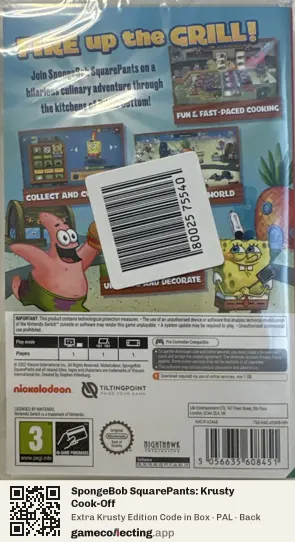 SpongeBob SquarePants: Krusty Cook-Off Nintendo Switch, PAL box back
