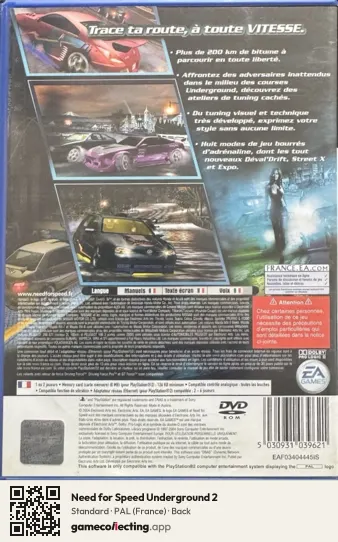 Need for Speed Underground 2 PlayStation 2, France box back