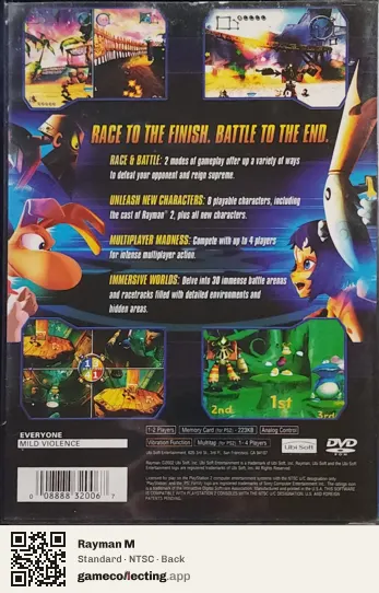Rayman M PlayStation 2, NTSC box back