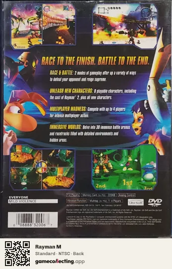 Rayman M PlayStation 2, NTSC box back