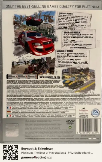 Burnout 3: Takedown PlayStation 2, Switzerland box back