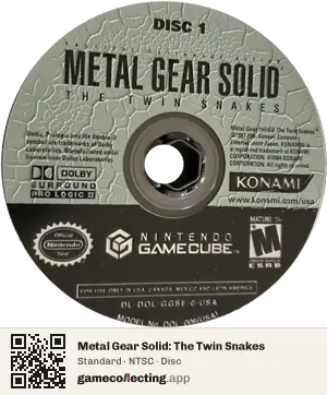 Metal Gear Solid: The Twin Snakes Nintendo GameCube, NTSC disc