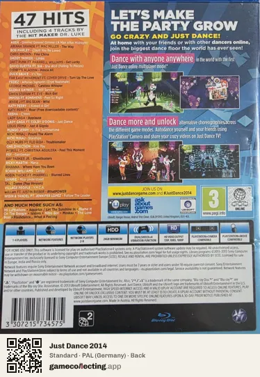 Just Dance 2014 PlayStation 4, Germany box back