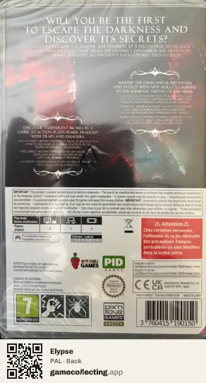 Elypse Nintendo Switch, PAL box back