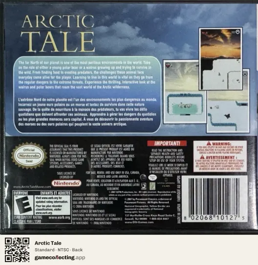Arctic Tale Nintendo DS, NTSC box back