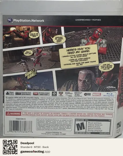 Deadpool PlayStation 3, NTSC box back