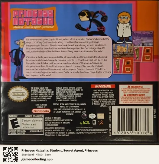 Princess Natasha: Student, Secret Agent, Princess Nintendo DS, NTSC box back