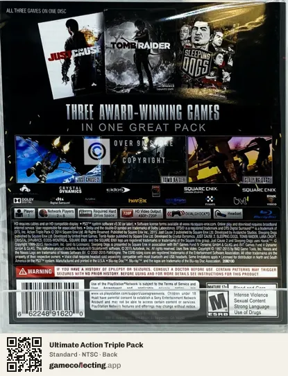 Ultimate Action Triple Pack PlayStation 3, NTSC box back
