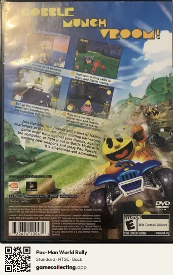 Pac-Man World Rally PlayStation 2, NTSC box back