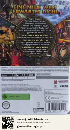 Jumanji: Wild Adventures Nintendo Switch, Germany box back