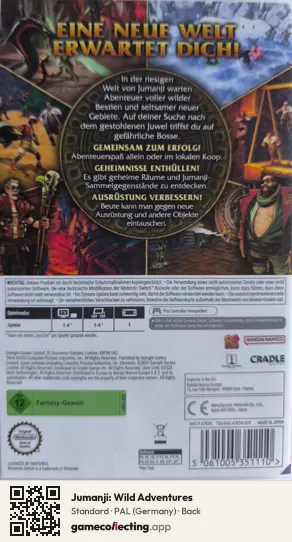 Jumanji: Wild Adventures Nintendo Switch, Germany box back