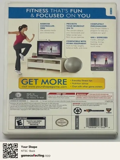 Your Shape Nintendo Wii, NTSC box back