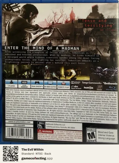 The Evil Within PlayStation 4, NTSC box back