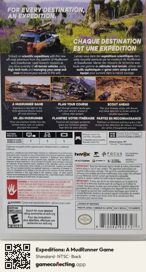 Expeditions: A MudRunner Game Nintendo Switch, NTSC box back