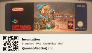 Incantation Super Nintendo Entertainment System, PAL cartridge label