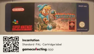 Incantation Super Nintendo Entertainment System, PAL cartridge label