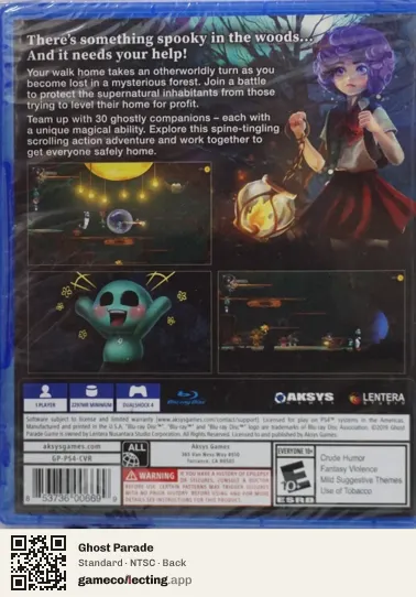 Ghost Parade PlayStation 4, NTSC box back