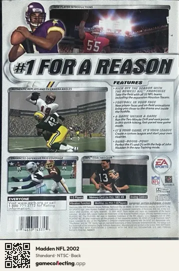 Madden NFL 2002 PlayStation 2, NTSC box back