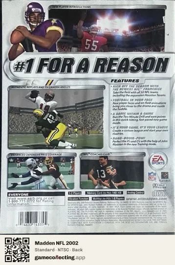 Madden NFL 2002 PlayStation 2, NTSC box back