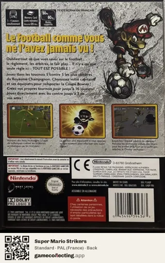 Super Mario Strikers Nintendo GameCube, France box back