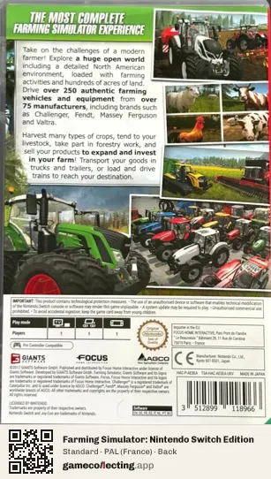 Farming Simulator: Nintendo Switch Edition Nintendo Switch, France box back