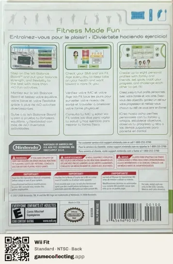 Wii Fit Nintendo Wii, NTSC box back
